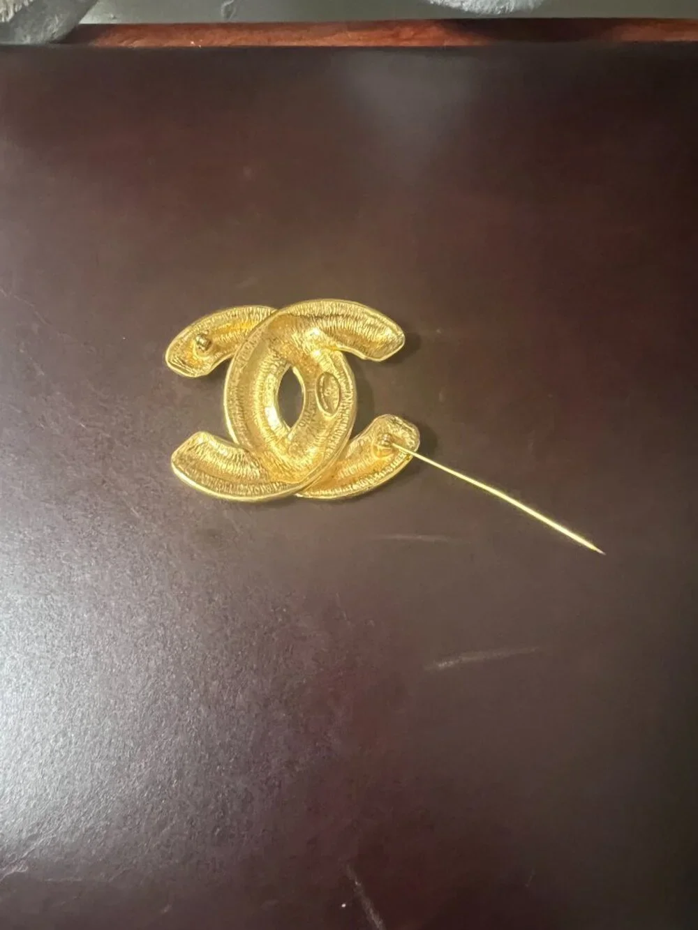 Vintage Quilted Chanel CC Logo Brooch XL